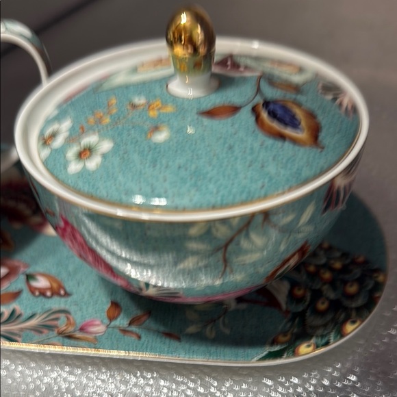 Grace Teaware Peacock Lotus Garden Sugar Bowl and Creamer set - Picture 2 of 14